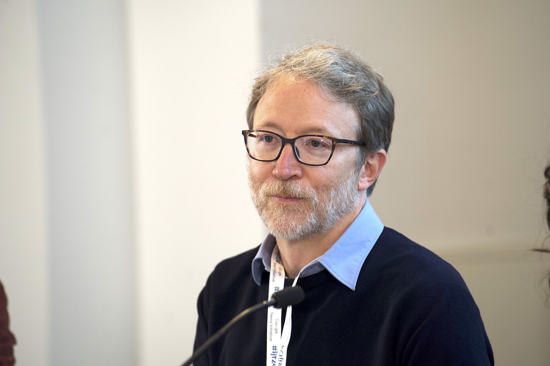 Lucas Graves, professor in the School of Journalism and Mass Communication, speaking at the International Journalism Festival 2024 in Perugia, Italy on a panel called 
Fact-checking: dead or alive?