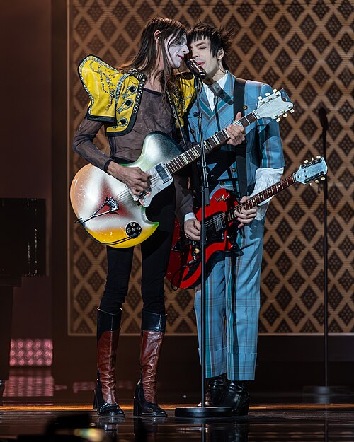 Lucio Corsi, representing Italy, performing at Eurovision 2025 in Basel, Switzerland.