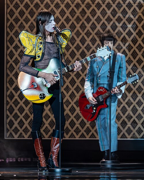 Lucio Corsi, representing Italy, performing at Eurovision 2025 in Basel, Switzerland.