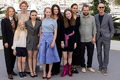Maren Schmitt, Hanna Heckt, Filip Schnack, Lena Urzendowsky, Susanne Wuest, Mascha Schilinski, Laeni Geiseler, Luise Heyer, Fabian Gamper and Lucas Schmidt presenting the movie Sound of Falling at the 2025 Cannes Film Festival