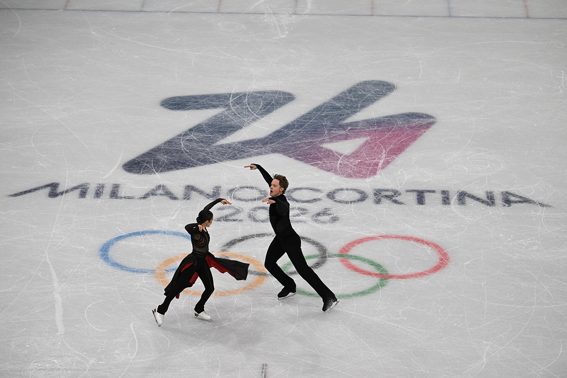 MILAN, ITALY - 07 FEBRUARY 2026: Madison Chock and Evan Bates of United States compete during the Figure Skating Team Event Ice Dance-Free Dance  at the Olympic Winter Games Milano Cortina 2026  Milano Ice Skating Arena on February 07, 2026 in Milan, Italy