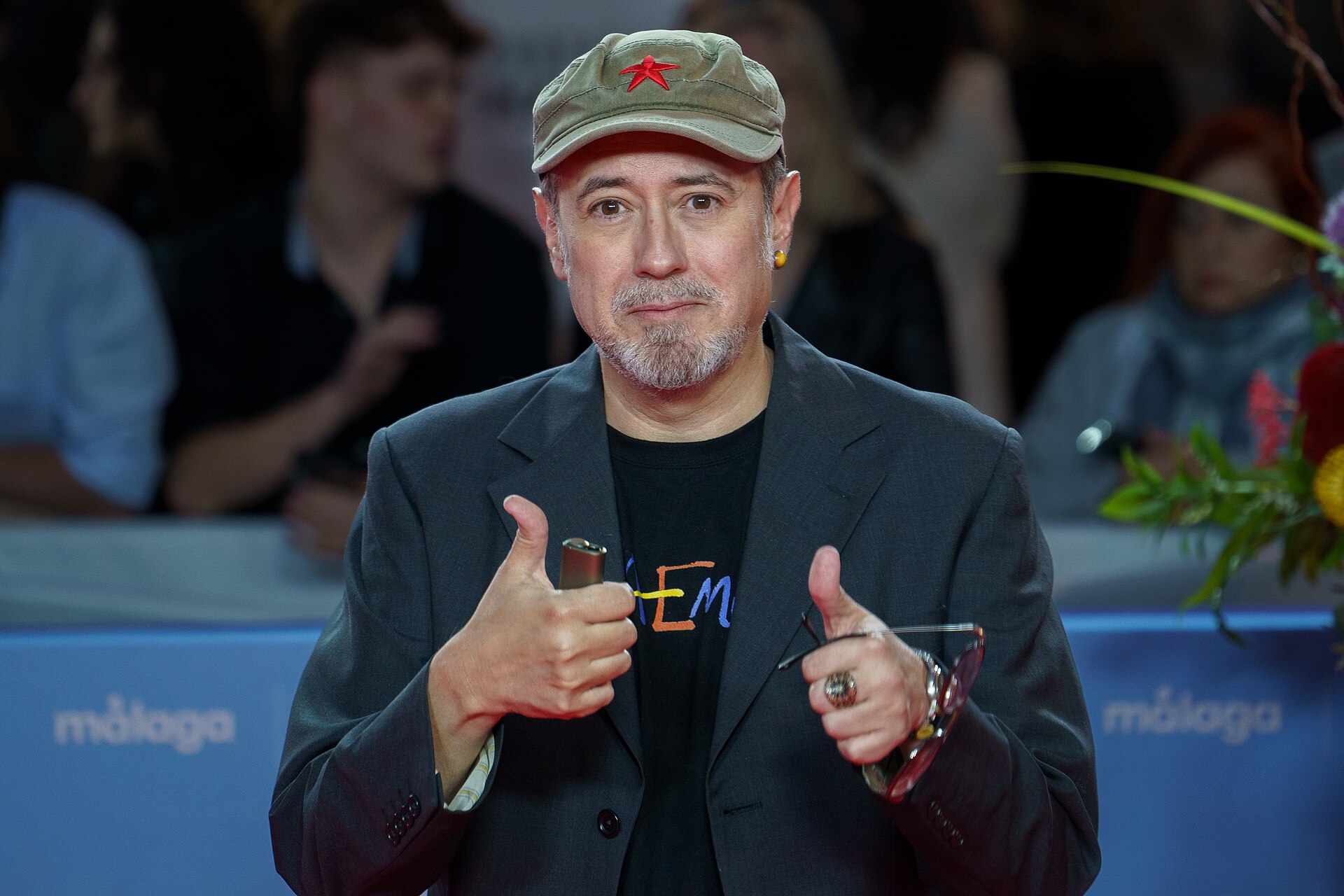 Alex Montoya at the Red Carpet of the Malaga 2025 Festival next to Cervantes Theater