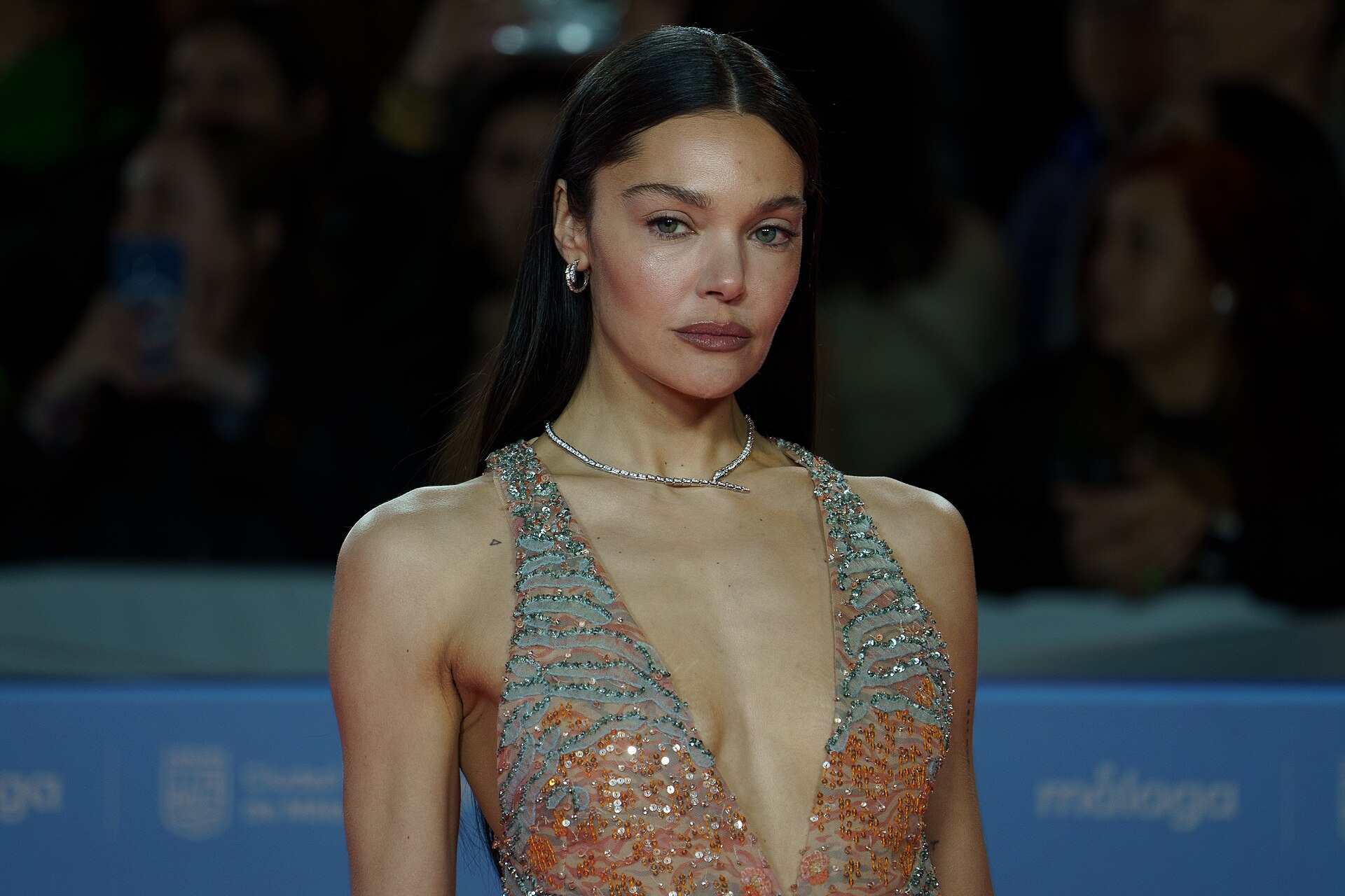 Ana Rujas at the Red Carpet of the Malaga 2025 Festival next to Cervantes Theater