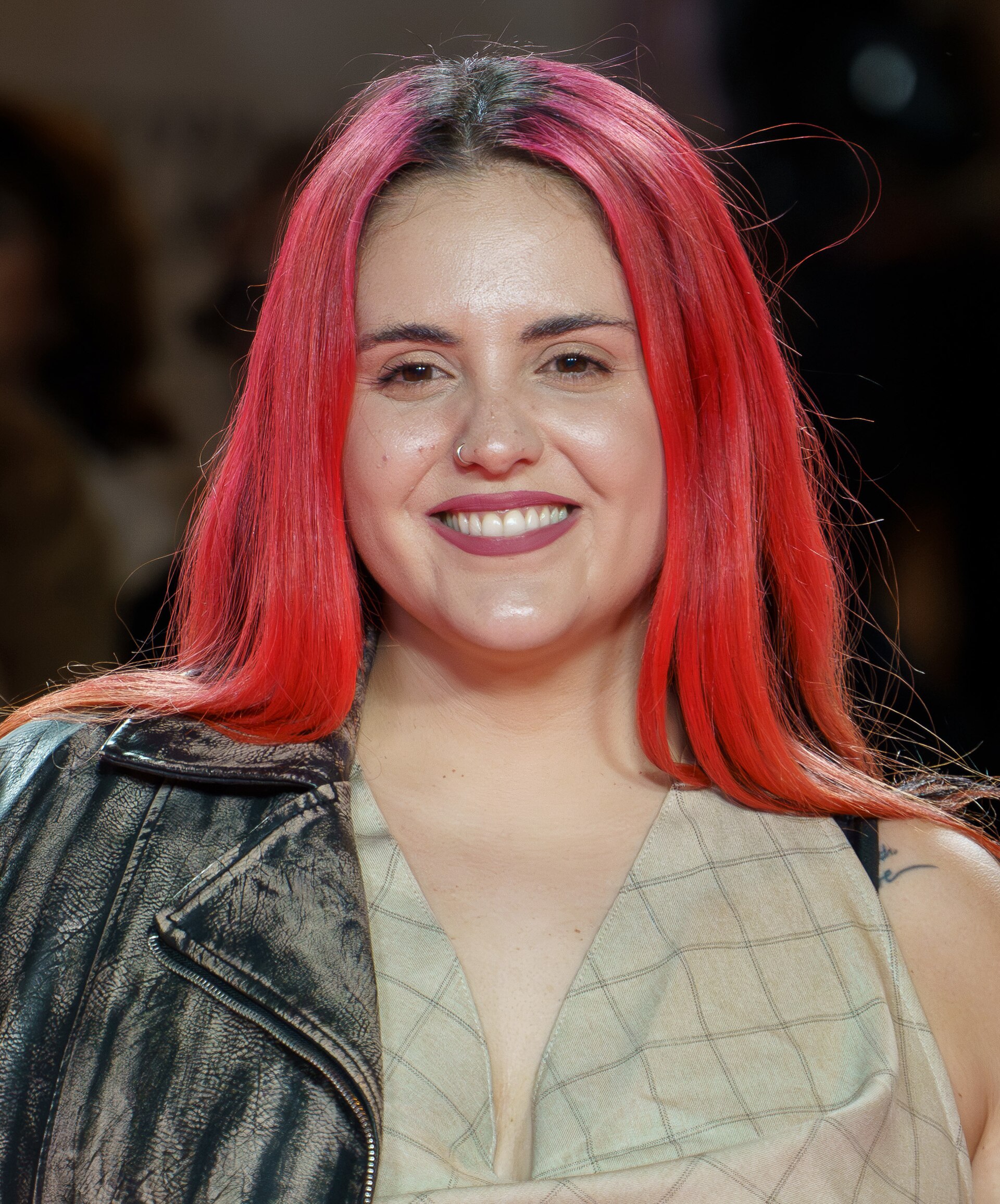 Andrea Compton at the Red Carpet of the Malaga 2025 Festival next to Cervantes Theater