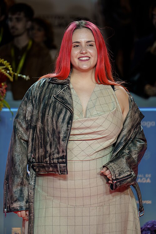 Andrea Compton at the Red Carpet of the Malaga 2025 Festival next to Cervantes Theater