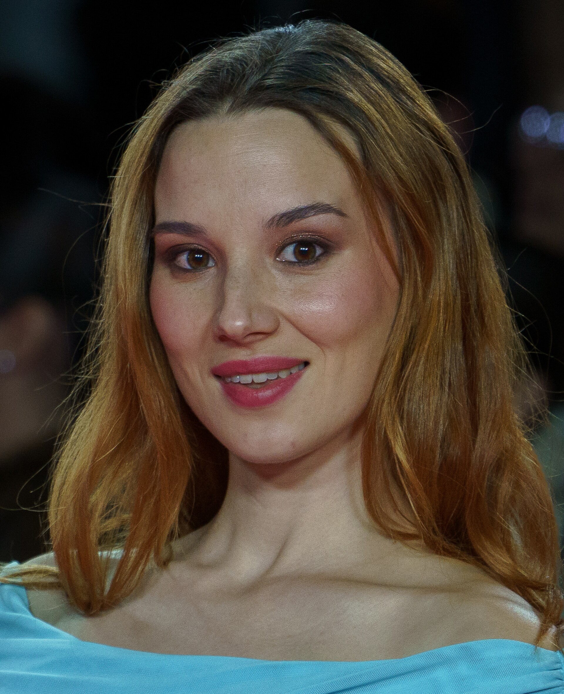 Aria Bedmar at the Red Carpet of the Malaga 2025 Festival next to Cervantes Theater