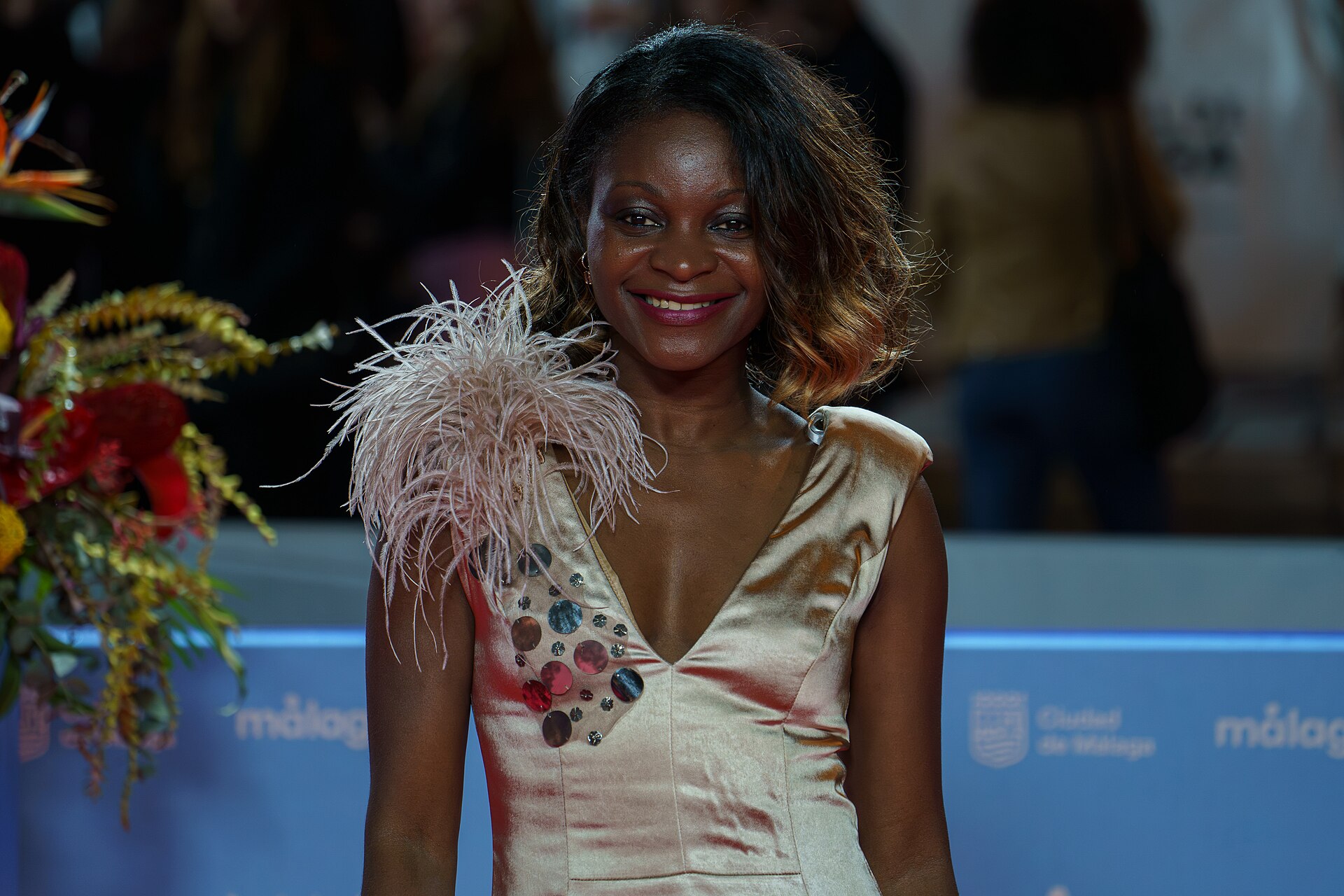 Asaari Bibang at the Red Carpet of the Malaga 2025 Festival next to Cervantes Theater