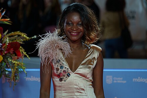 Asaari Bibang at the Red Carpet of the Malaga 2025 Festival next to Cervantes Theater