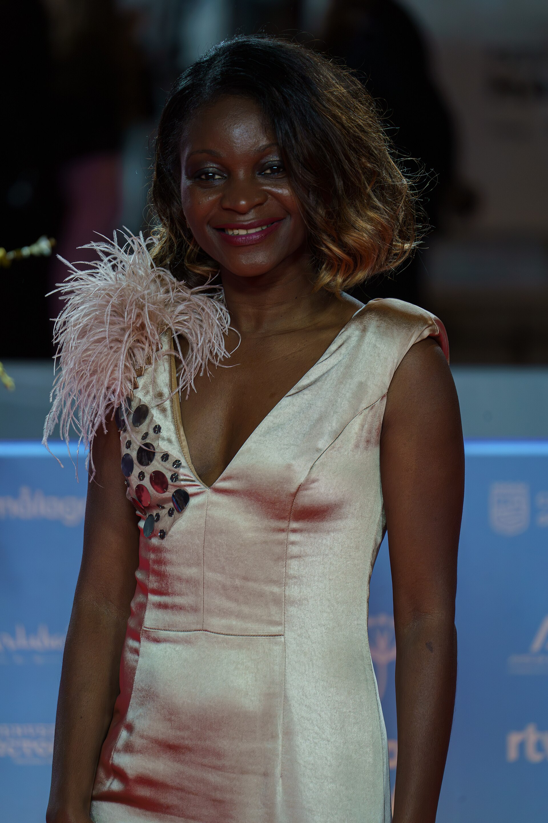 Asaari Bibang at the Red Carpet of the Malaga 2025 Festival next to Cervantes Theater