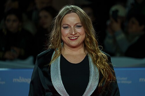 Bianca Kovacs at the Red Carpet of the Malaga 2025 Festival next to Cervantes Theater