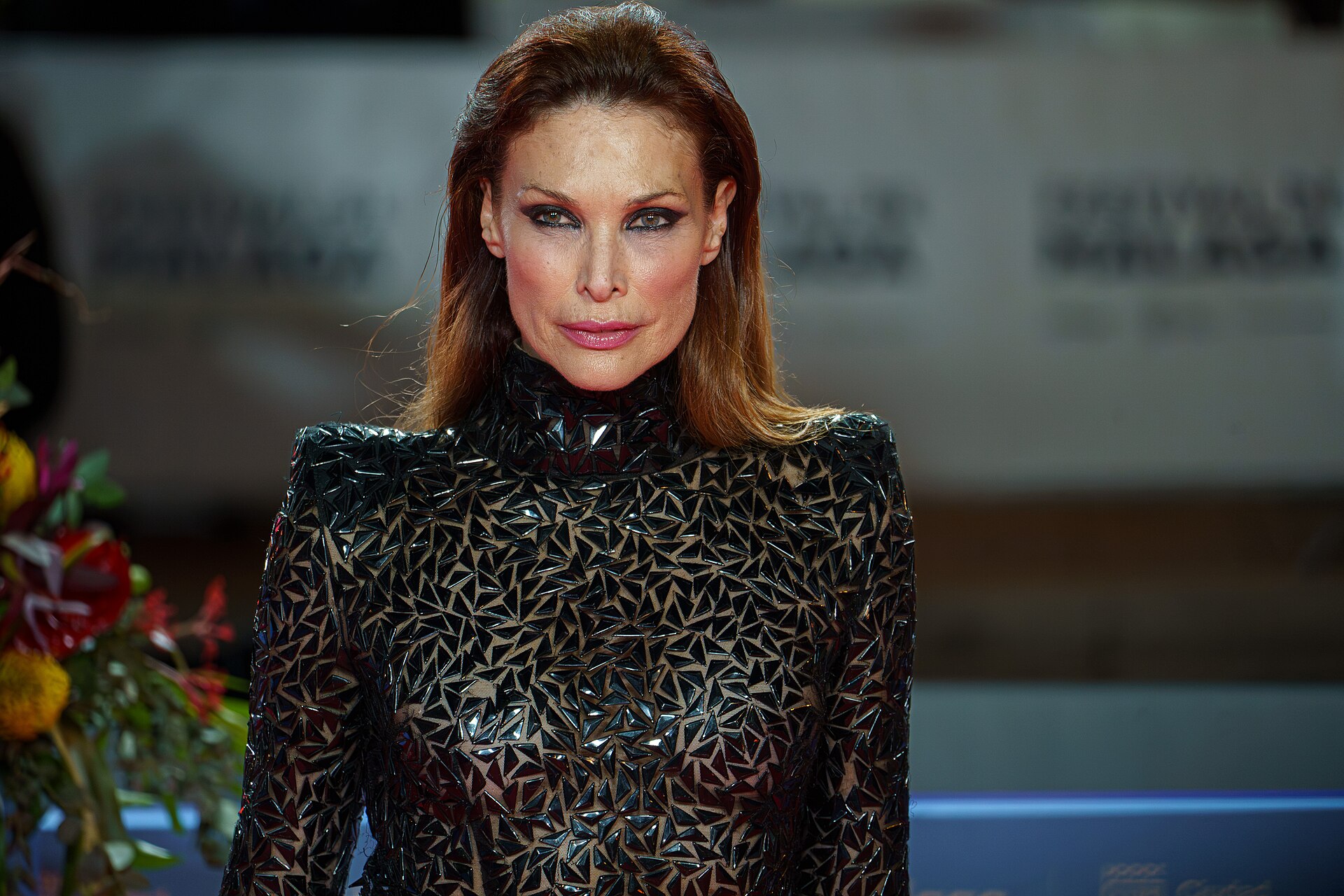 Cristina Piaget at the Red Carpet of the Malaga 2025 Festival next to Cervantes Theater