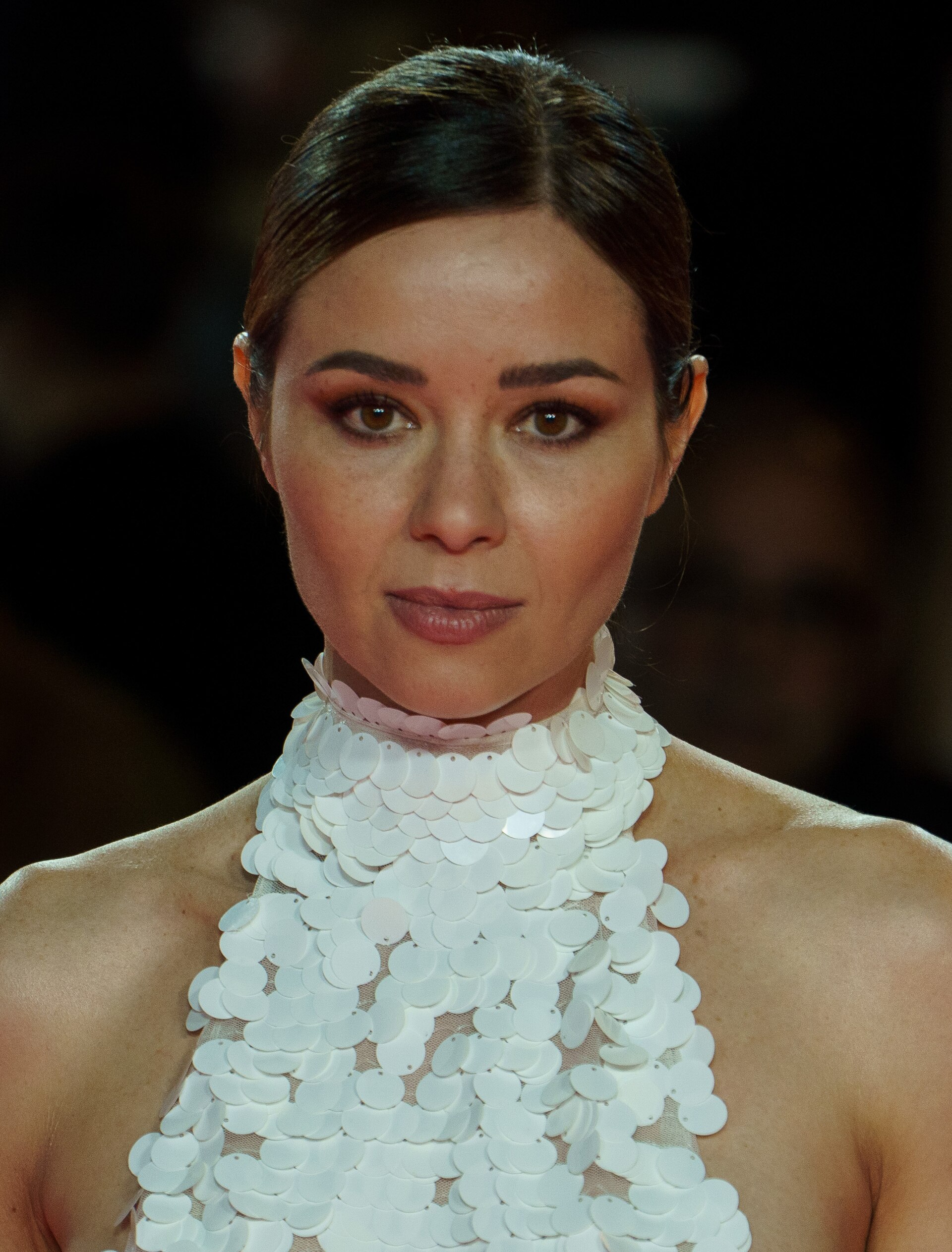 Dafne Fernández at the Red Carpet of the Malaga 2025 Festival next to Cervantes Theater