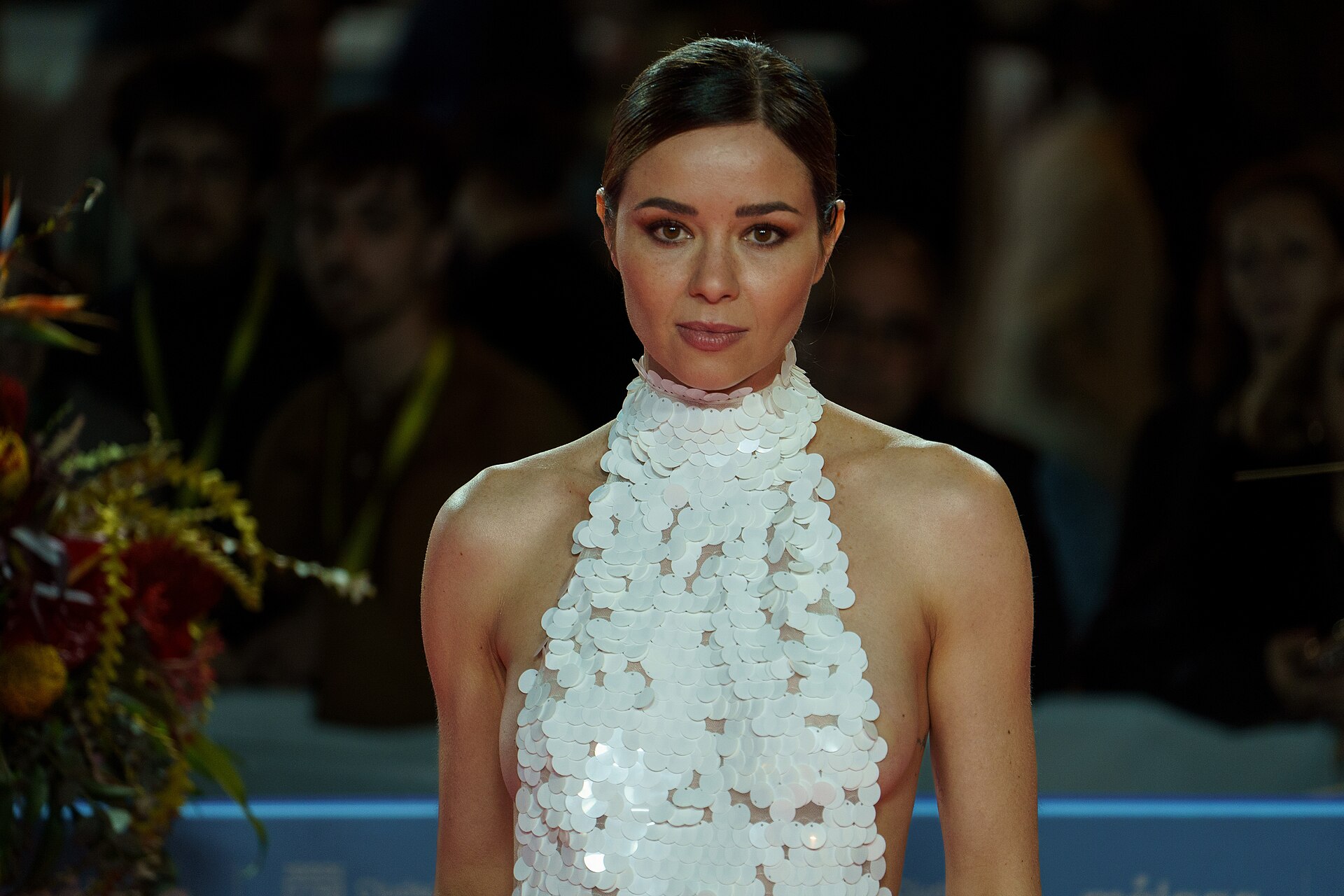 Dafne Fernández at the Red Carpet of the Malaga 2025 Festival next to Cervantes Theater