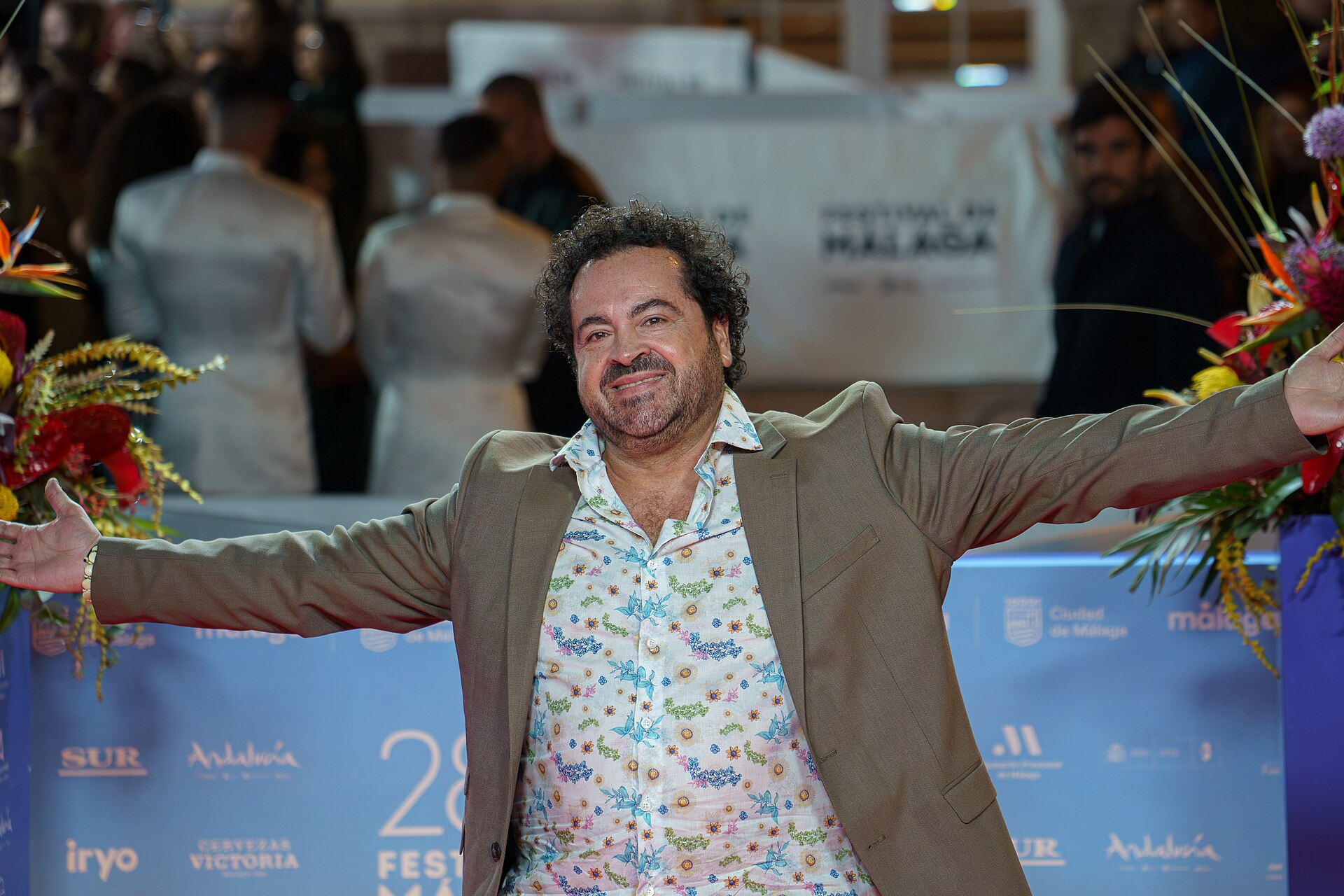 Daniel Ortiz Entrambasaguas at the Red Carpet of the Malaga 2025 Festival next to Cervantes Theater