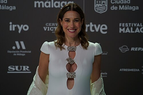 Elena Martínez at the Red Carpet of the Malaga 2025 Festival at Malaga City Council