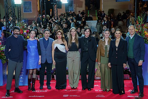 Los Tortuga team at the Red Carpet of the Malaga 2025 Festival next to Cervantes Theater