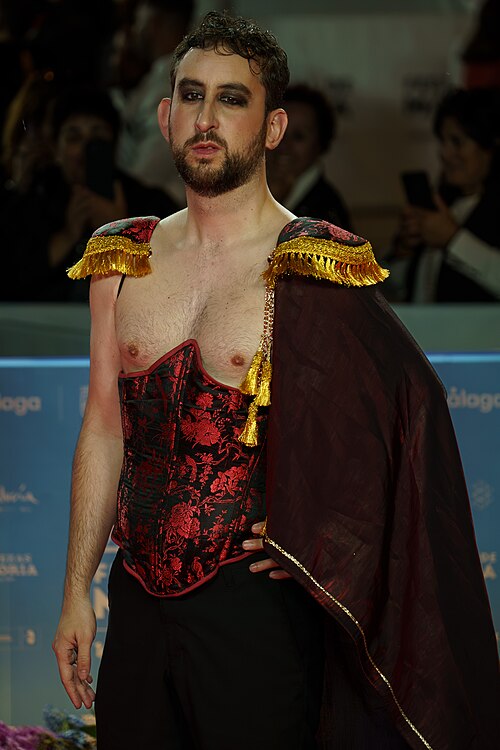 Fran Campos at the Red Carpet of the Malaga 2025 Festival next to Cervantes Theater