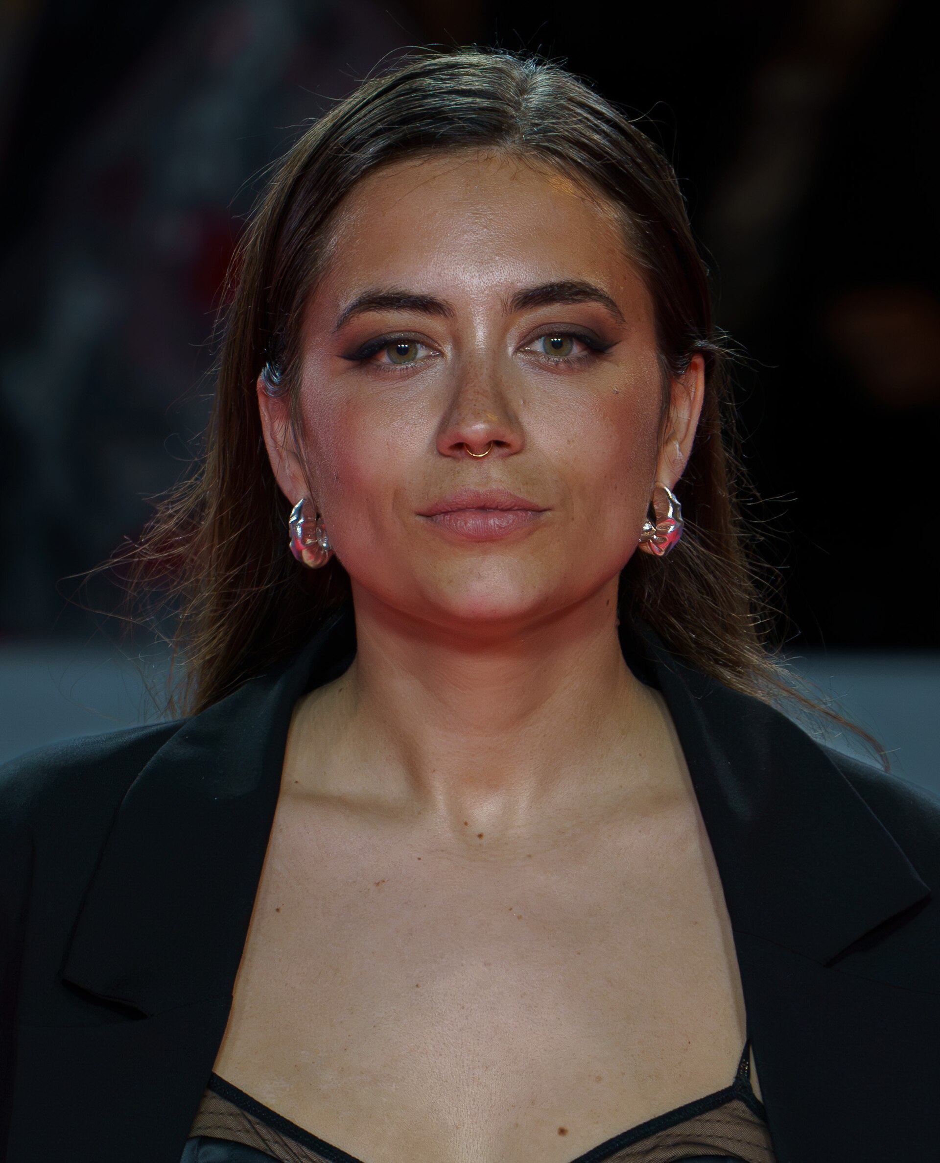 Gemma Blasco at the Red Carpet of the Malaga 2025 Festival next to Cervantes Theater