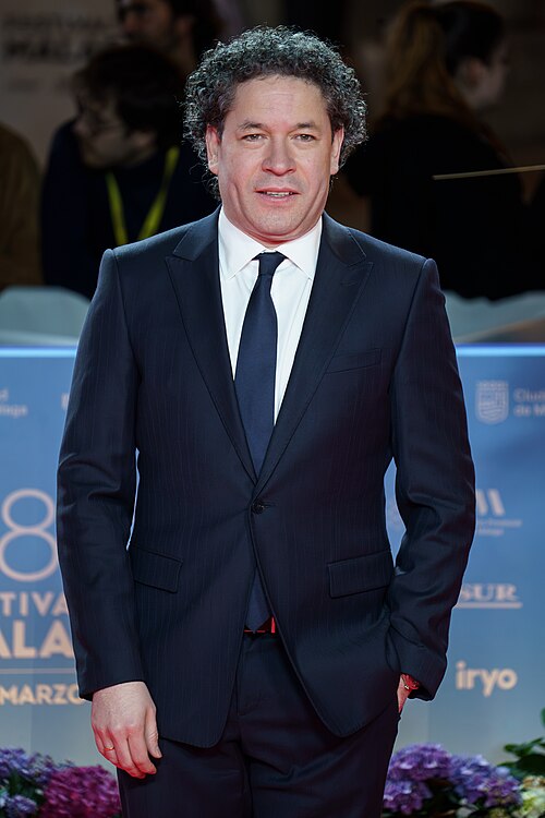 Gustavo Dudamel at the Red Carpet of the Malaga 2025 Festival next to Cervantes Theater