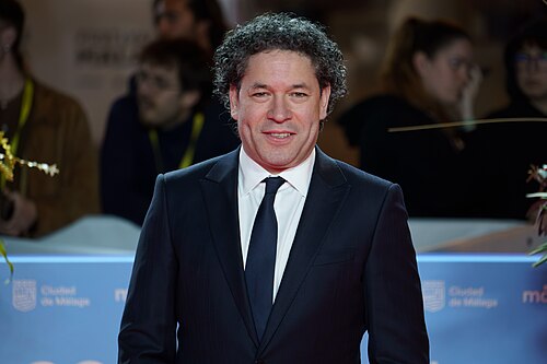 Gustavo Dudamel at the Red Carpet of the Malaga 2025 Festival next to Cervantes Theater