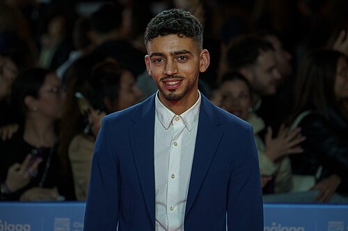 Ilyass El Ouahdani at the Red Carpet of the Malaga 2025 Festival next to Cervantes Theater