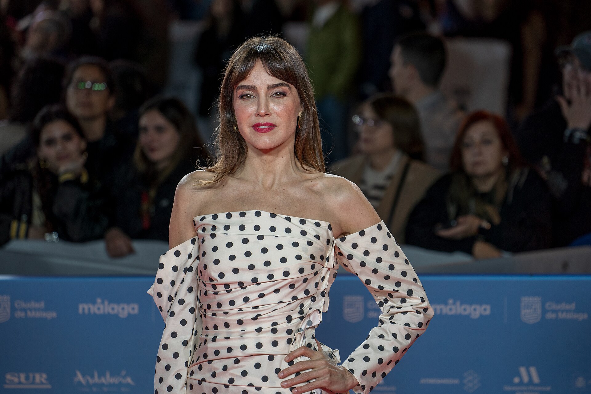 Irene Arcos at the Red Carpet of the Malaga 2025 Festival next to Cervantes Theater