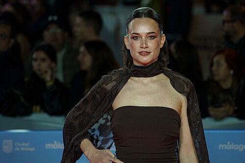 Iria Parada at the Red Carpet of the Malaga 2025 Festival next to Cervantes Theater