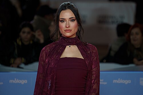 Jade Santana at the Red Carpet of the Malaga 2025 Festival next to Cervantes Theater