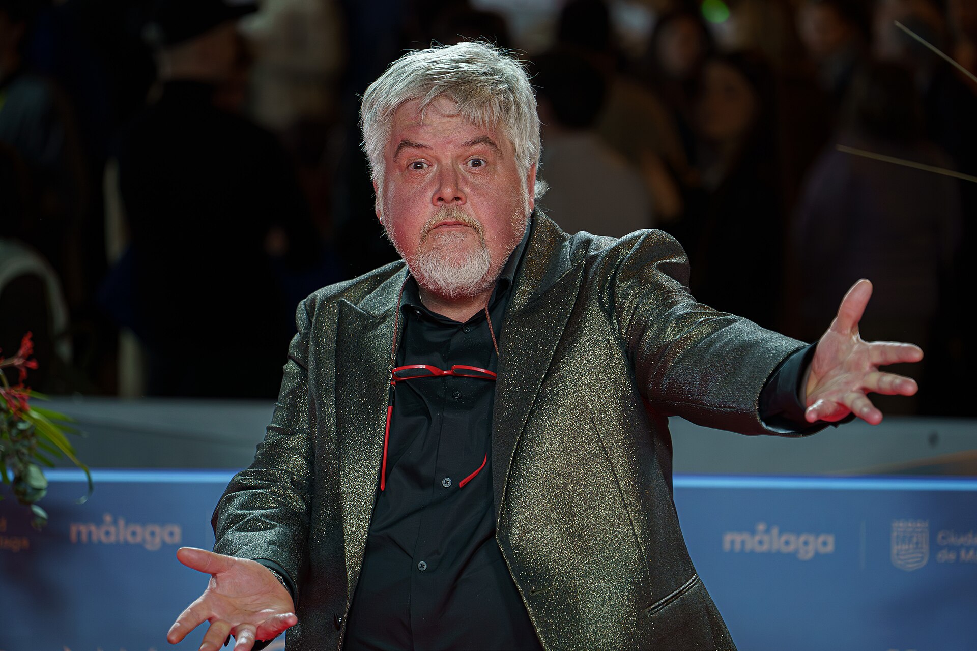 Javier Coronas at the Red Carpet of the Malaga 2025 Festival next to Cervantes Theater
