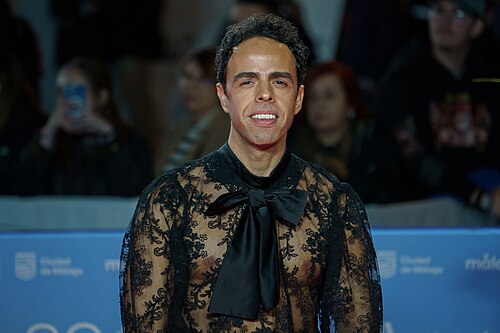Javier Muga at the Red Carpet of the Malaga 2025 Festival next to Cervantes Theater