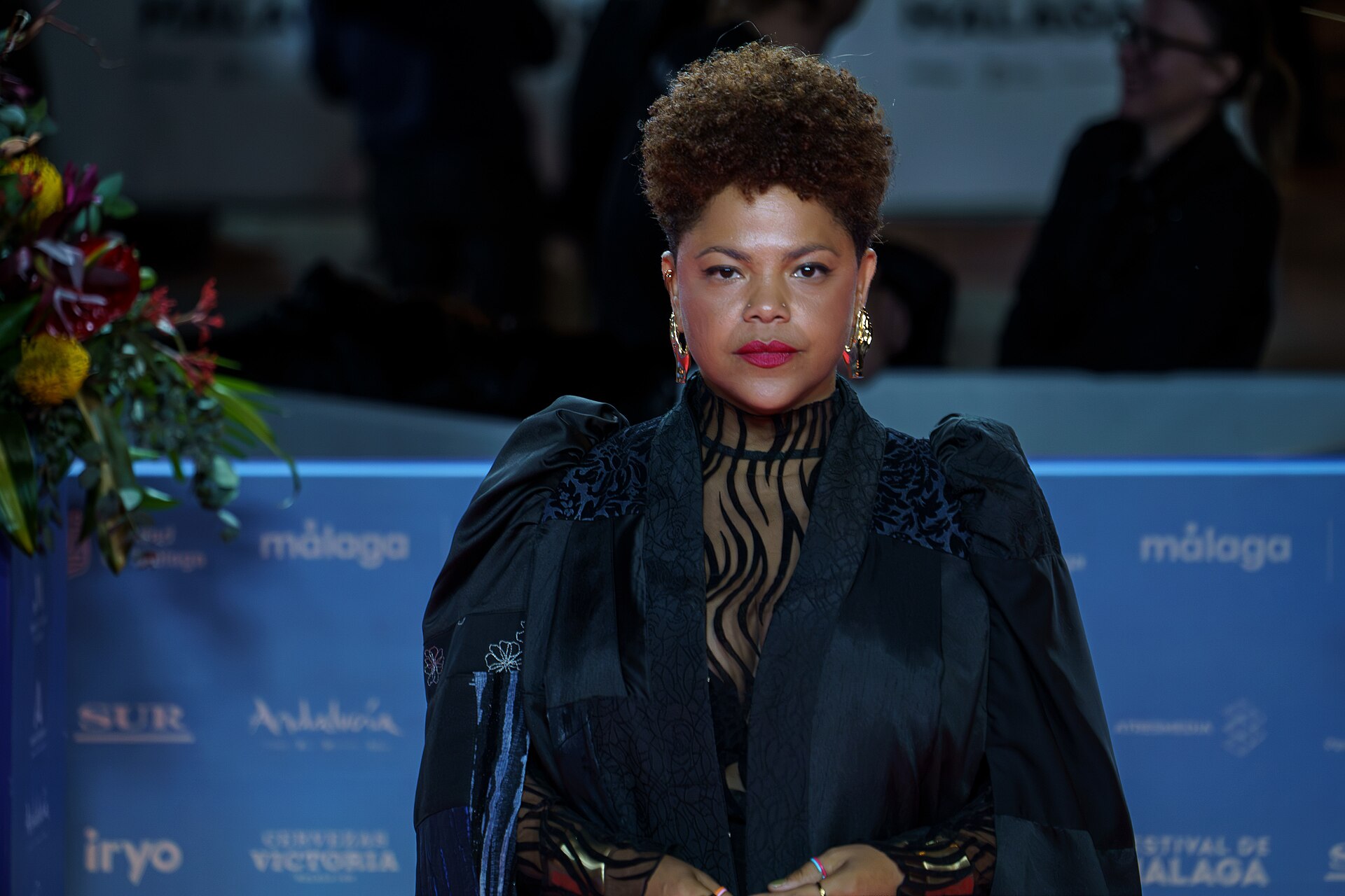 Johanné Gómez Terrero at the Red Carpet of the Malaga 2025 Festival next to Cervantes Theater