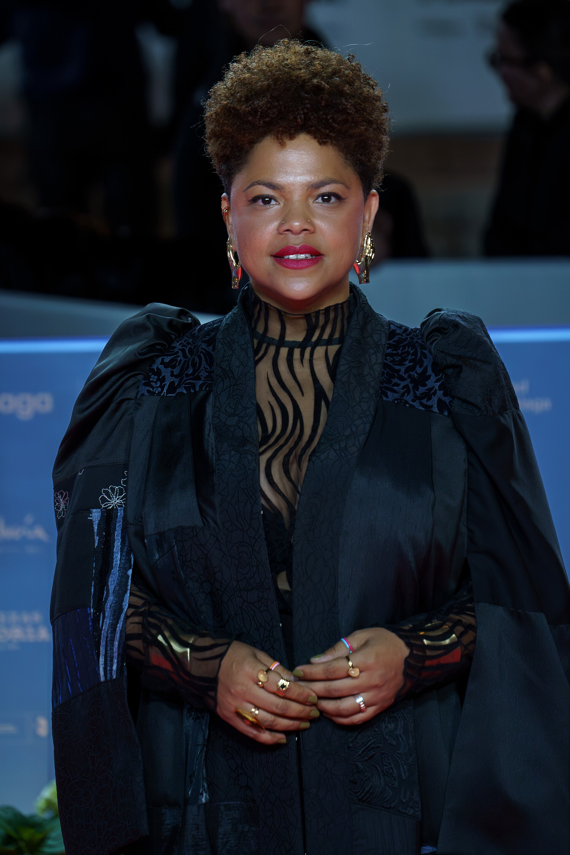 Johanné Gómez Terrero at the Red Carpet of the Malaga 2025 Festival next to Cervantes Theater