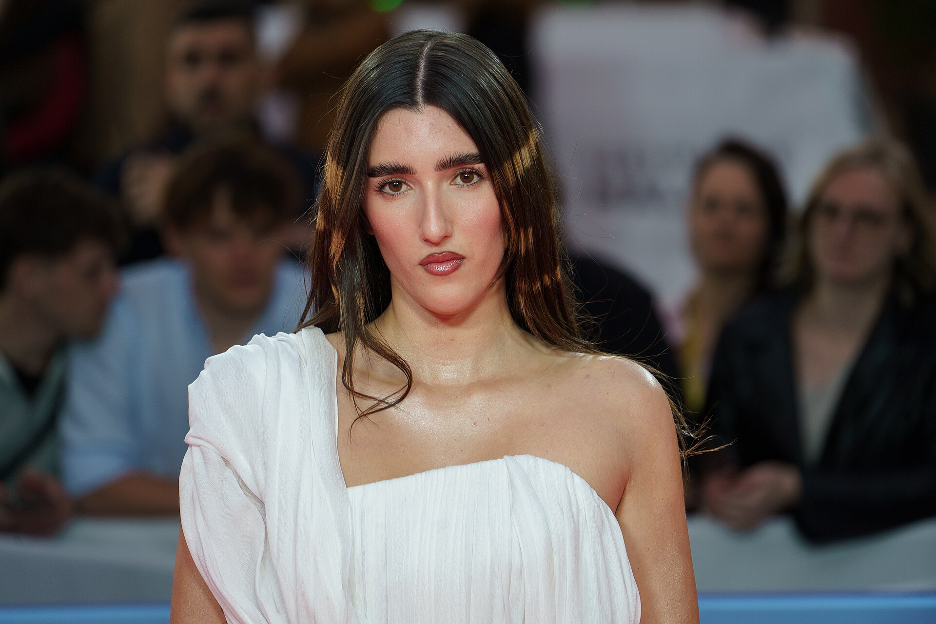 Judeline at the Red Carpet of the Malaga 2025 Festival next to Cervantes Theater