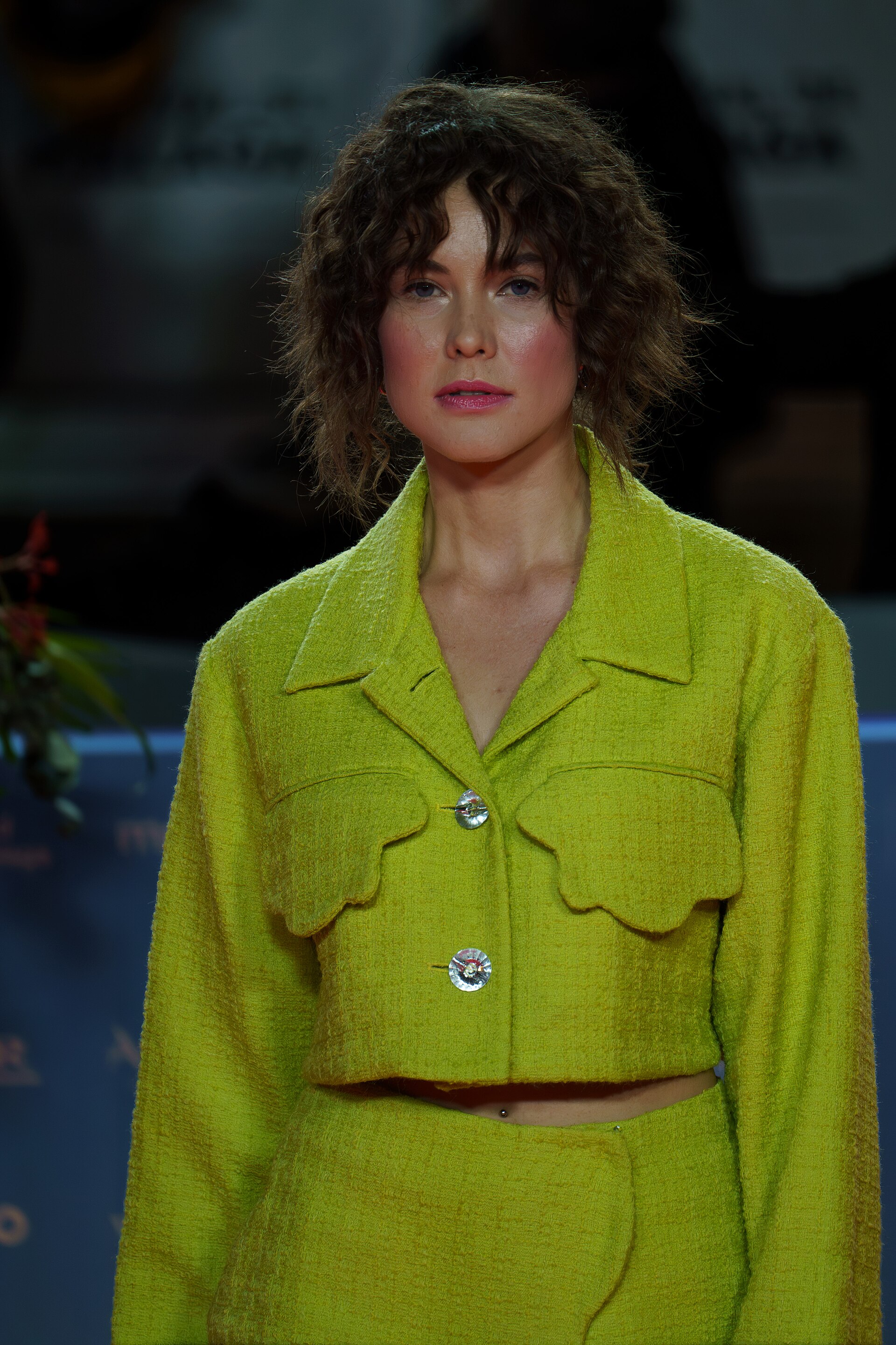 Katia Fellin at the Red Carpet of the Malaga 2025 Festival next to Cervantes Theater