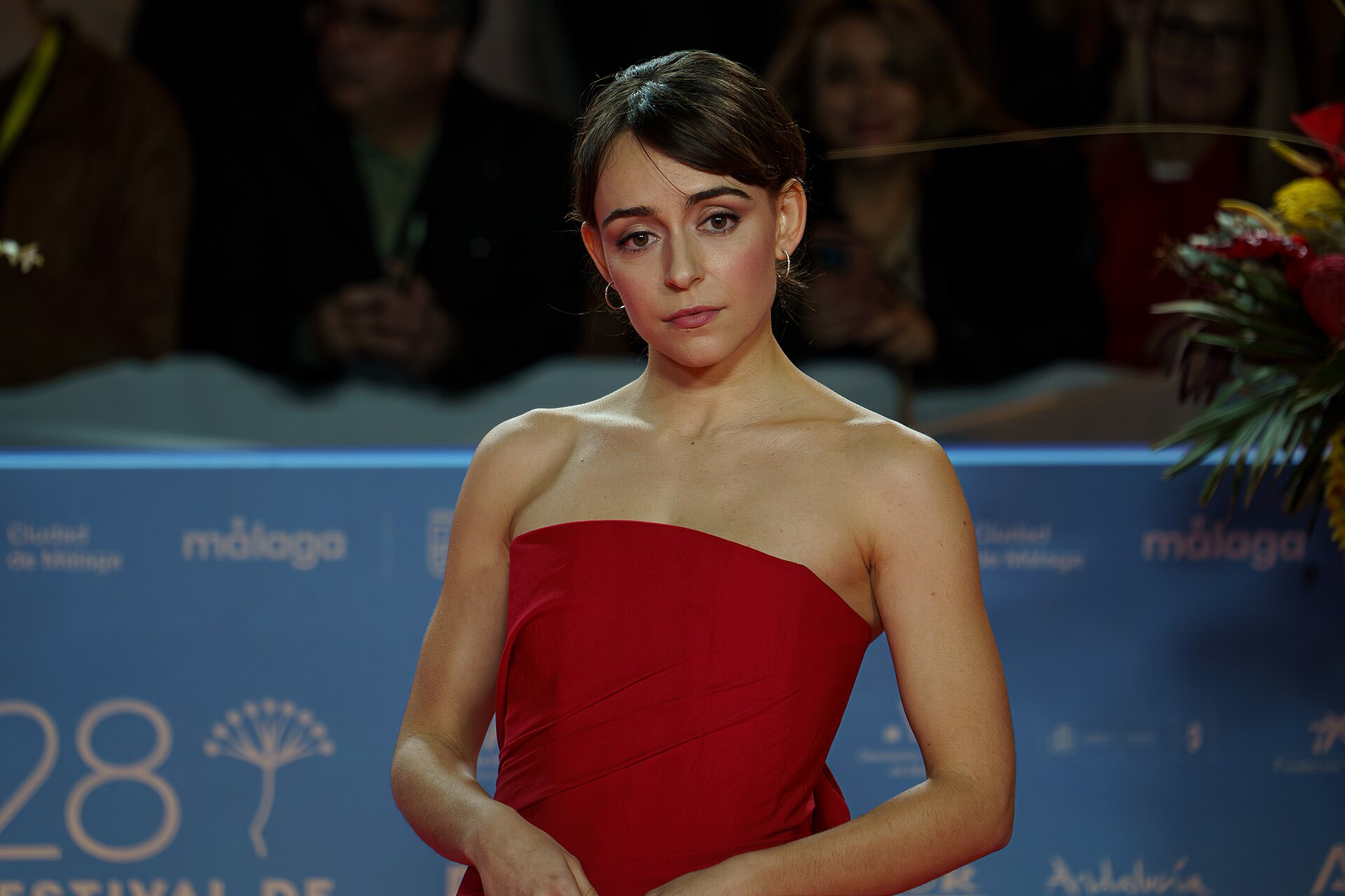 Lucia Caraballo at the Red Carpet of the Malaga 2025 Festival next to Cervantes Theater