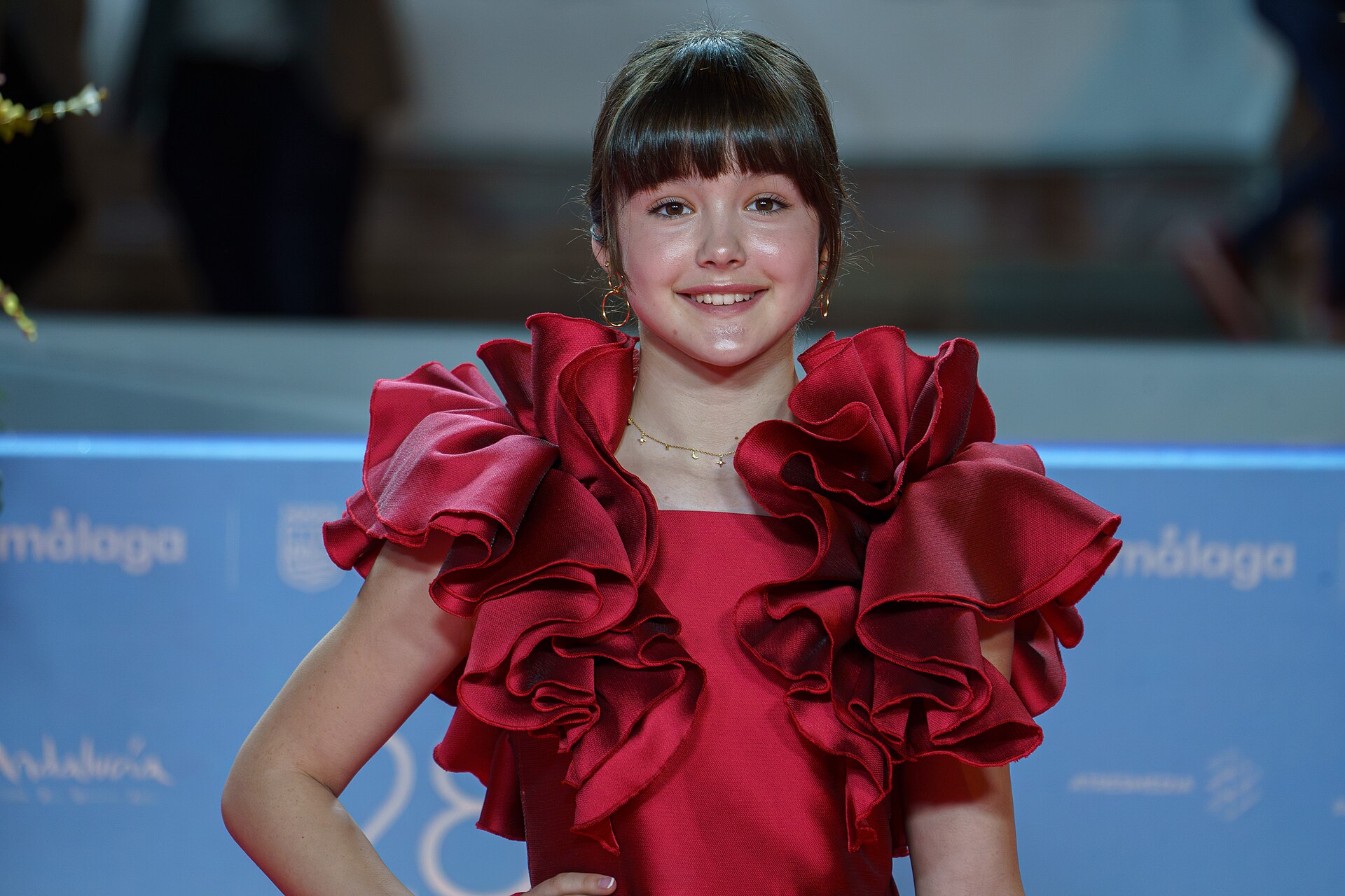 Luna Fulgencio at the Red Carpet of the Malaga 2025 Festival next to Cervantes Theater