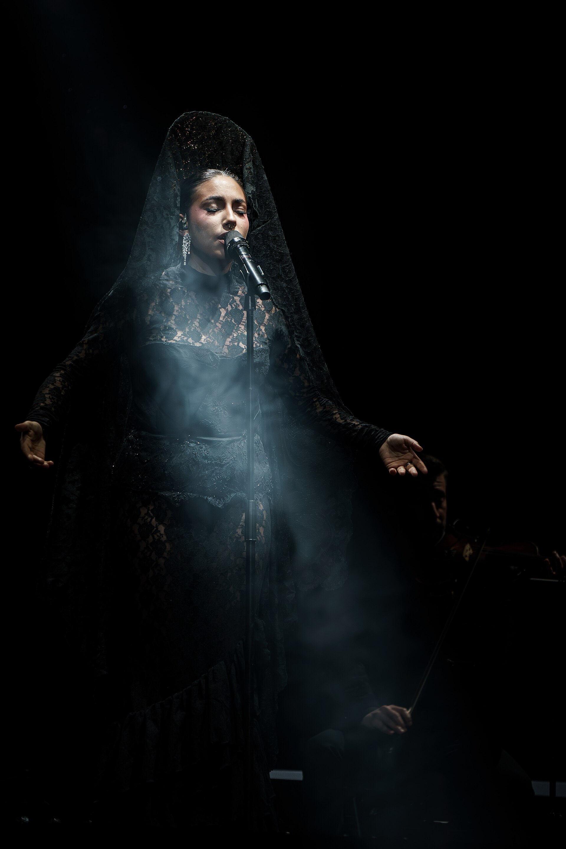 María José Llergo at the stage of Cervantes Theatre during the Closing Ceremony of Malaga Film Festival 2025