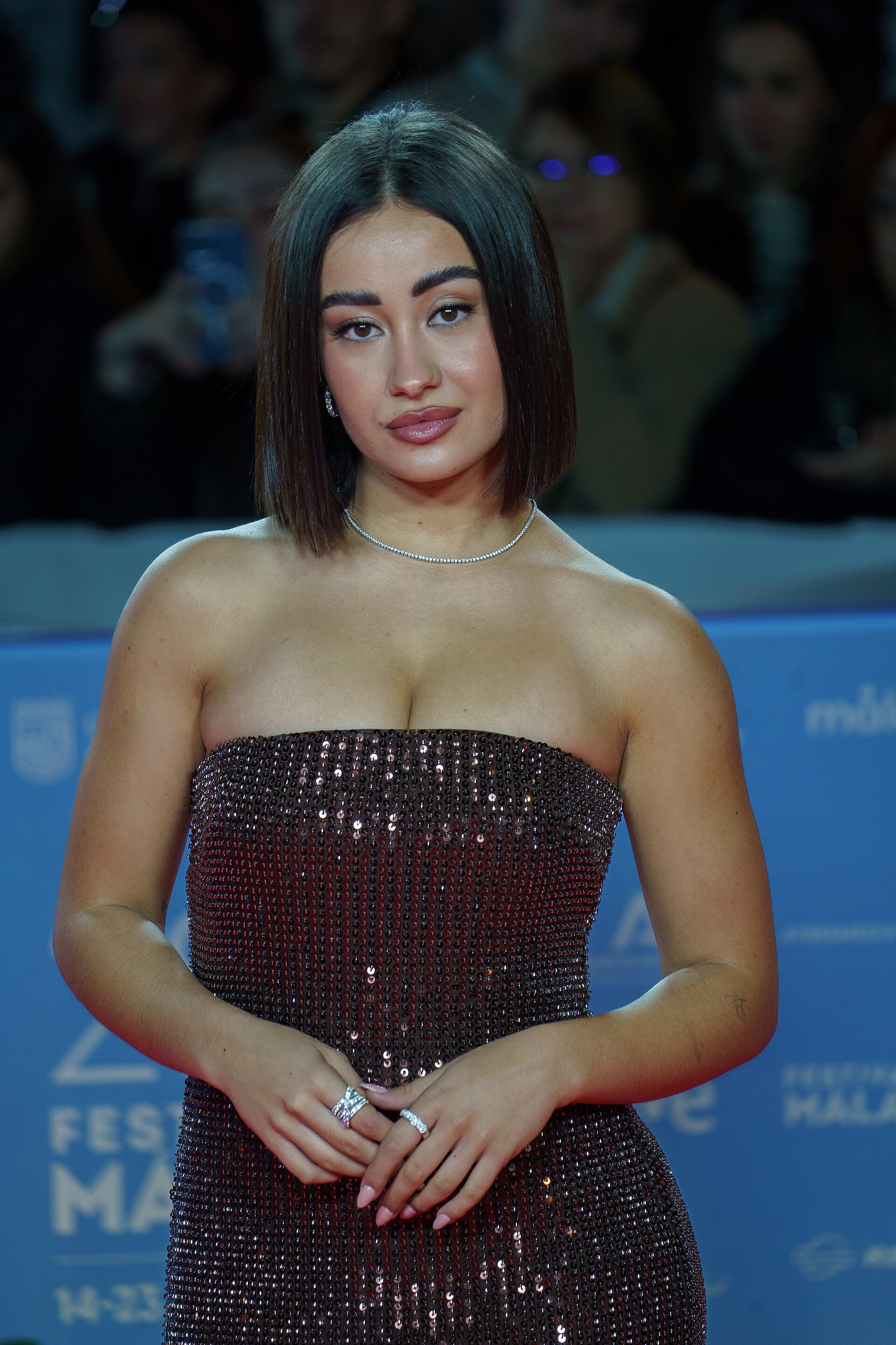 Marina Rivera at the Red Carpet of the Malaga 2025 Festival next to Cervantes Theater