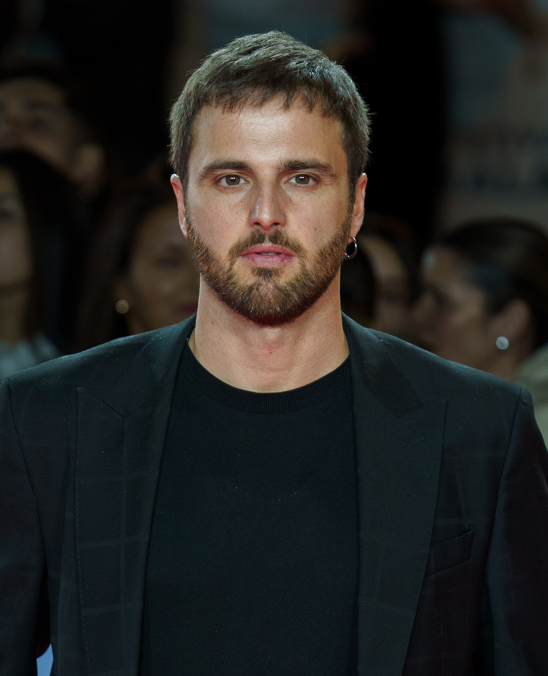 Mikel Bustamante at Red Carpet of the Malaga 2025 Festival next to Cervantes Theater