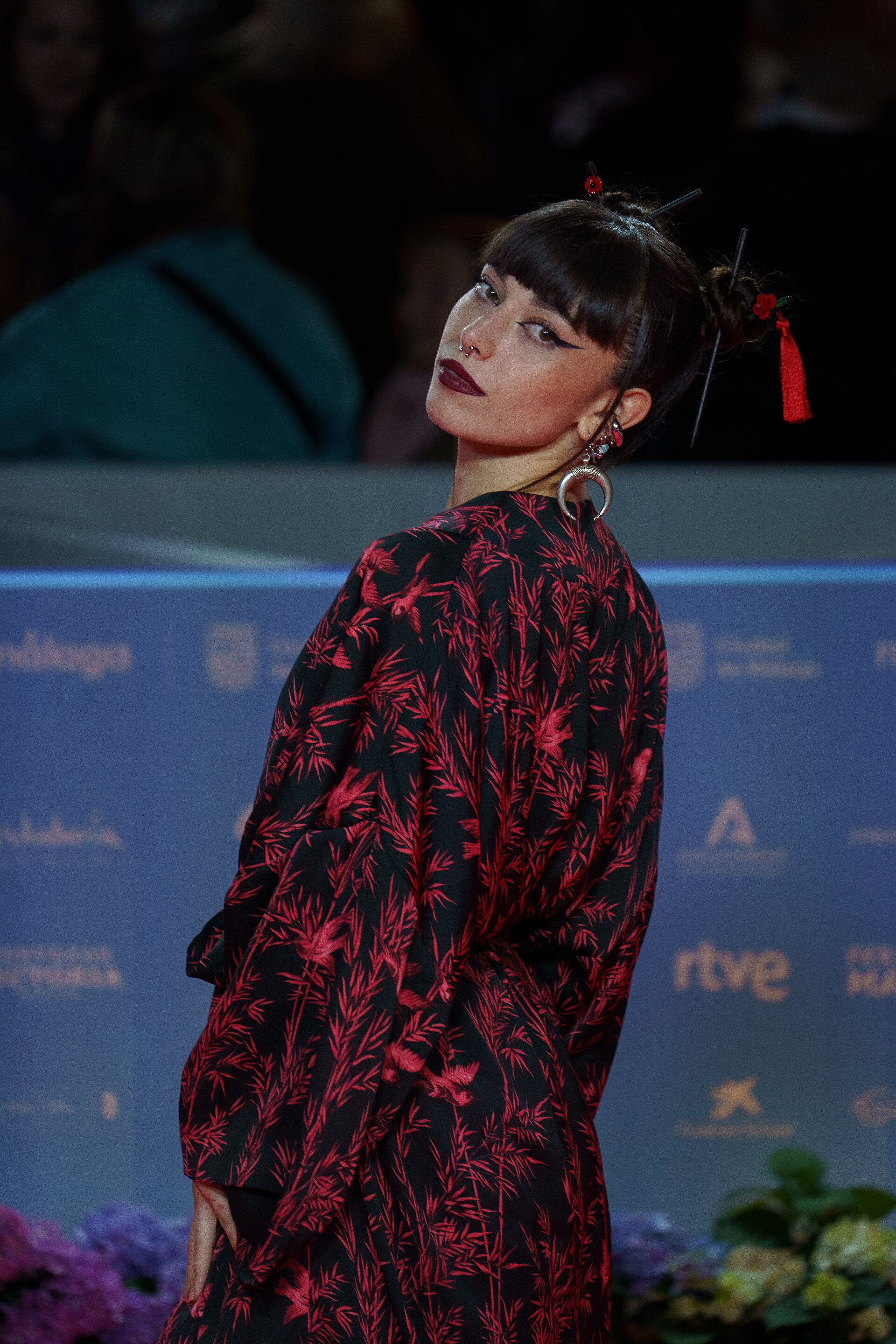 Numa Paredes at the Red Carpet of the Malaga 2025 Festival next to Cervantes Theater