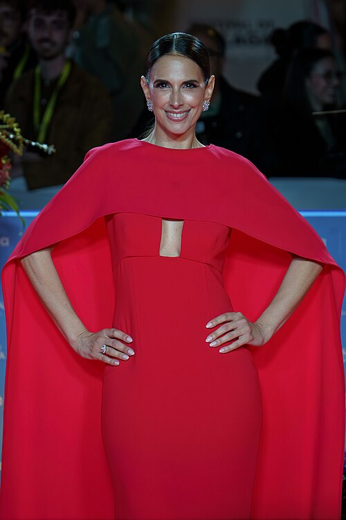 Nuria Fergó at the Red Carpet of the Malaga 2025 Festival next to Cervantes Theater