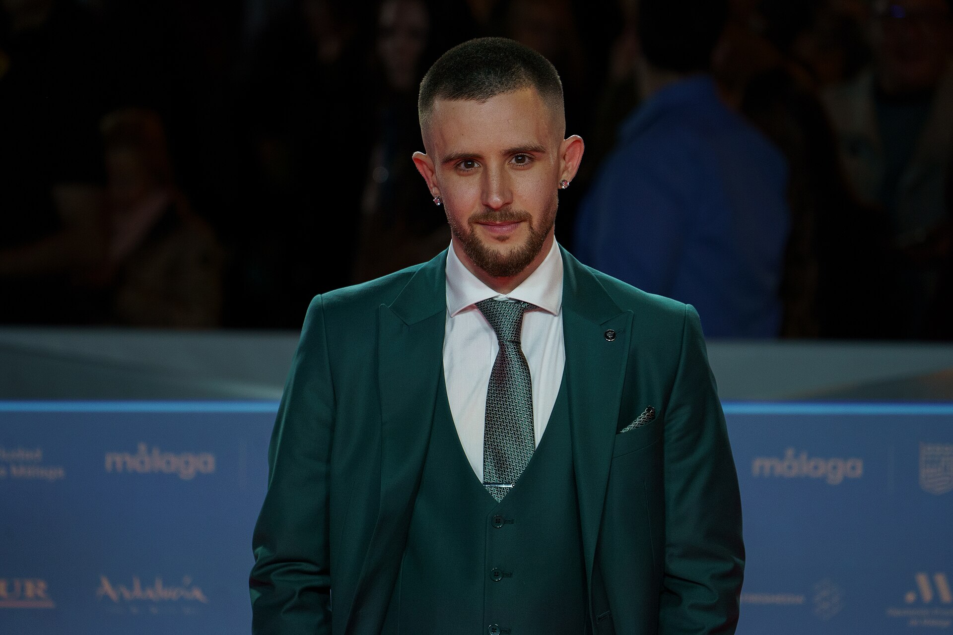 Pedro Carrillo at the Red Carpet of the Malaga 2025 Festival next to Cervantes Theater