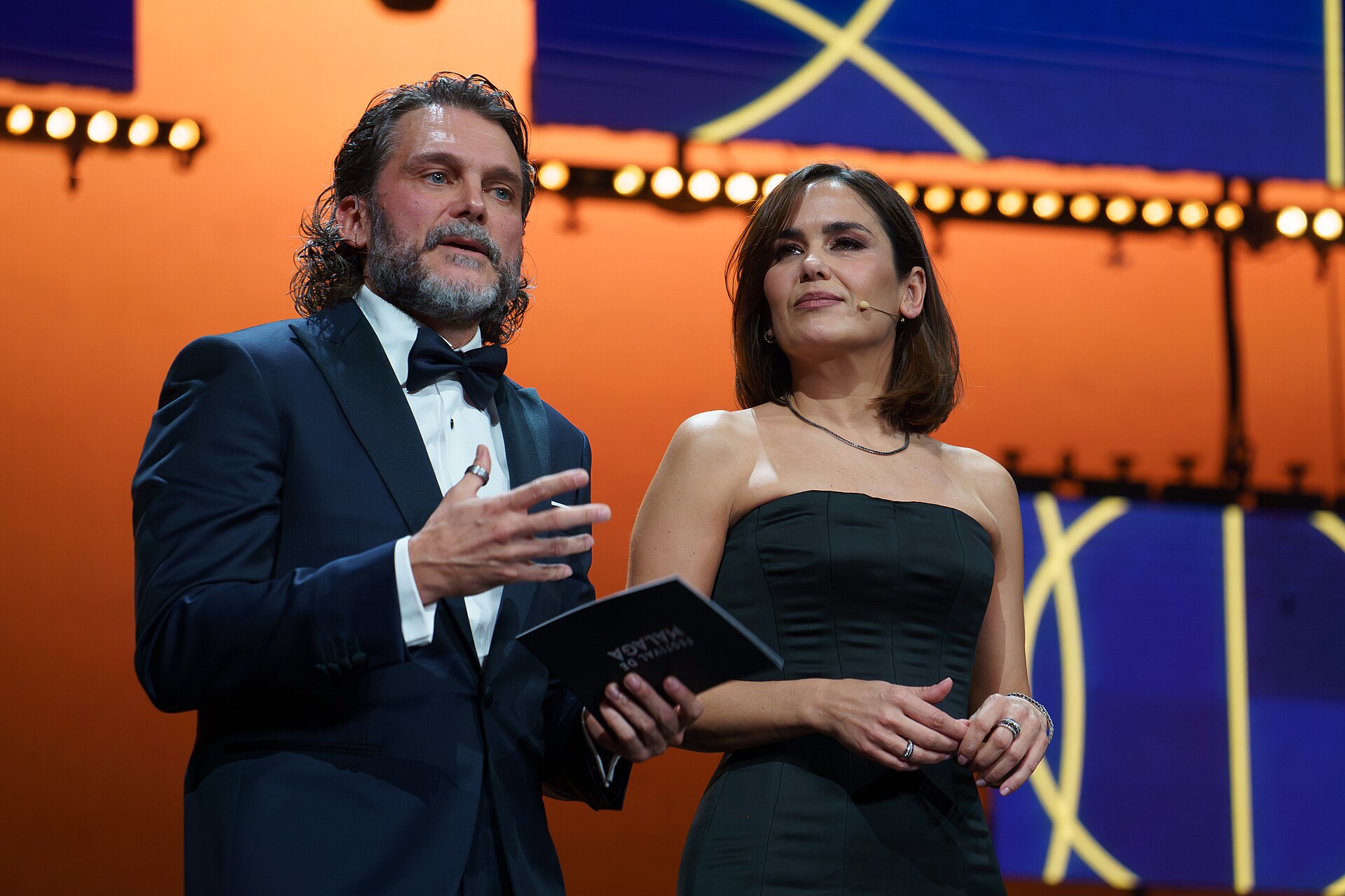 Salva Reina & Elena Sánchez at the stage of Cervantes Theater
 during the Malaga 2025 Festival Closing Ceremony