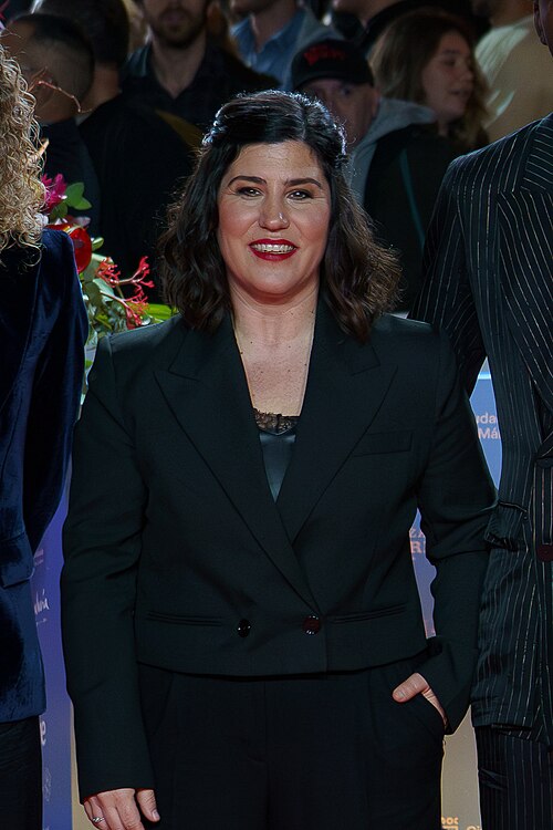 Sandra Tapia at the Red Carpet of the Malaga 2025 Festival next to Cervantes Theater