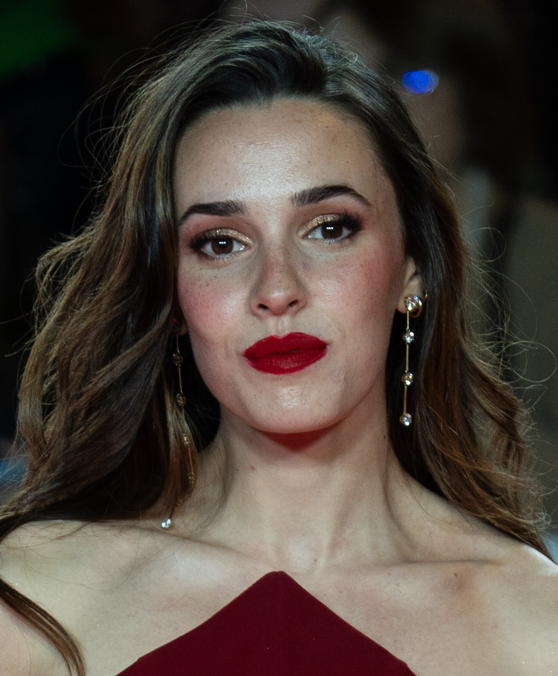 Sara Vidorreta at the Red Carpet of the Malaga 2025 Festival next to Cervantes Theater