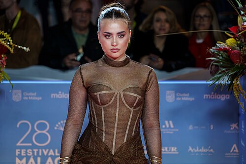 Valeria Monerri at the Red Carpet of the Malaga 2025 Festival next to Cervantes Theater