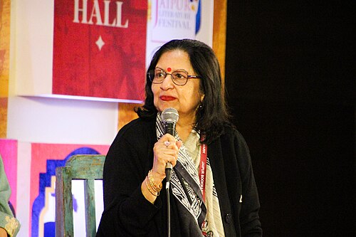Malashri Lal, writer, at the 2025 Jaipur Literature Festival in Jaipur, India.