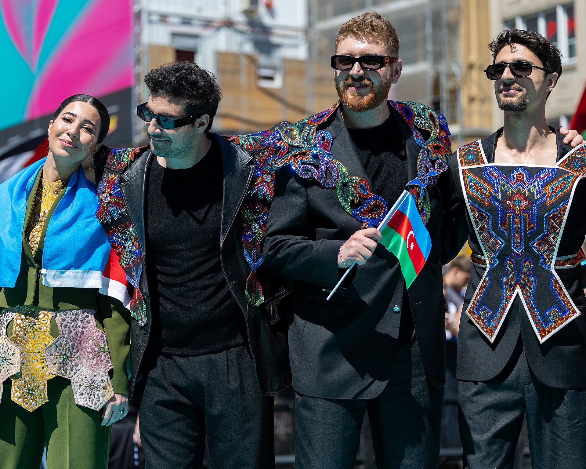 Mamagama, representing Azerbaijan, on the Turquoise Carpet at Eurovision 2025 in Basel, Switzerland.