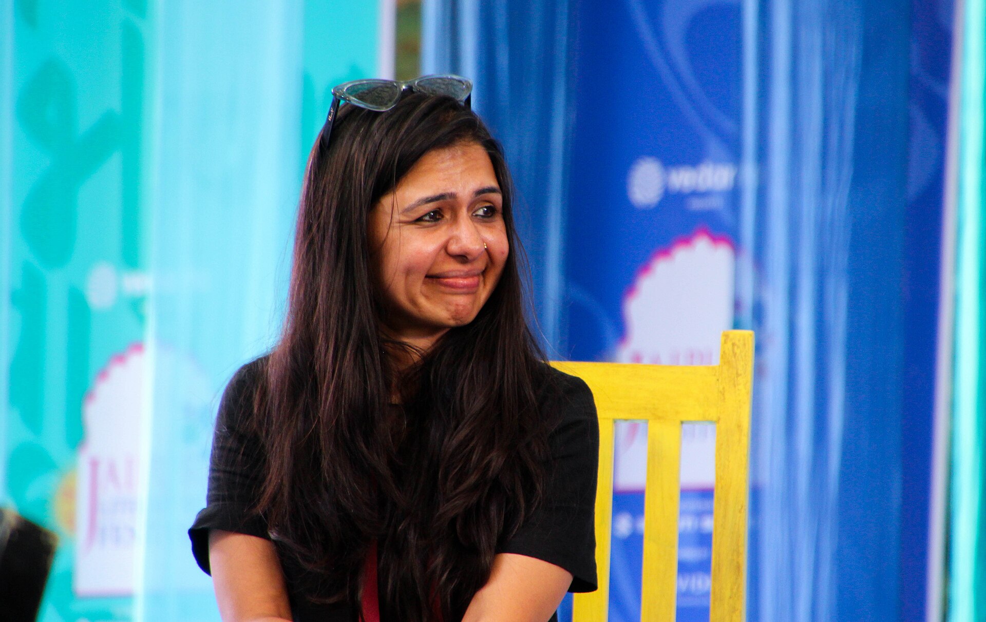 Manasi Subramaniam, editor, at the 2025 Jaipur Literature Festival in Jaipur, India.