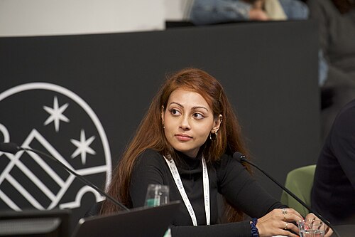 Manisha Ganguly, visual investigations lead and an investigations correspondent at The Guardian, speaking at the International Journalism Festival 2024 in Perugia, Italy on a panel called War crimes investigations and accountability using open source techniques.
